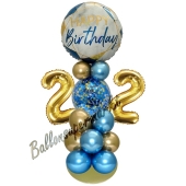 LED Ballondeko zum 22. Geburtstag in Blau und Gold