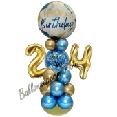 LED Ballondeko zum 24. Geburtstag in Blau und Gold