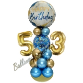 LED Ballondeko zum 53. Geburtstag in Blau und Gold