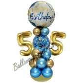 LED Ballondeko zum 55. Geburtstag in Blau und Gold