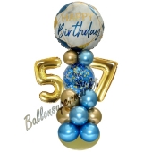 LED Ballondeko zum 57. Geburtstag in Blau und Gold