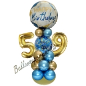 LED Ballondeko zum 59. Geburtstag in Blau und Gold