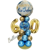 LED Ballondeko zum 60. Geburtstag in Blau und Gold