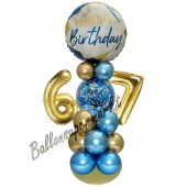 LED Ballondeko zum 67. Geburtstag in Blau und Gold