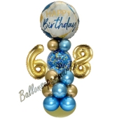 LED Ballondeko zum 68. Geburtstag in Blau und Gold