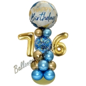 LED Ballondeko zum 76. Geburtstag in Blau und Gold