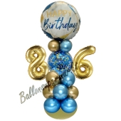 LED Ballondeko zum 86. Geburtstag in Blau und Gold