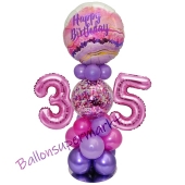 LED Ballondeko zum 35. Geburtstag in Pink und Lila