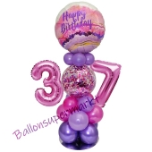 LED Ballondeko zum 37. Geburtstag in Pink und Lila