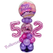 LED Ballondeko zum 52. Geburtstag in Pink und Lila