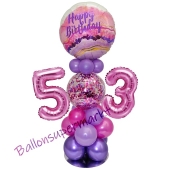 LED Ballondeko zum 53. Geburtstag in Pink und Lila