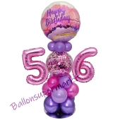 LED Ballondeko zum 56. Geburtstag in Pink und Lila