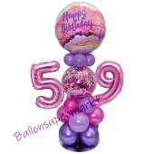 LED Ballondeko zum 59. Geburtstag in Pink und Lila