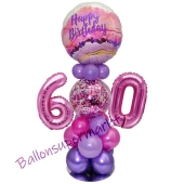 LED Ballondeko zum 60. Geburtstag in Pink und Lila