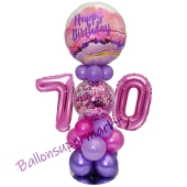 LED Ballondeko zum 70. Geburtstag in Pink und Lila