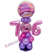 LED Ballondeko zum 76. Geburtstag in Pink und Lila