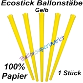 Ecostick Ballonstab aus 100 % Papier, gelb, 1 Stück 