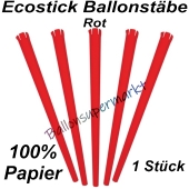 Ecostick Ballonstab aus 100 % Papier, rot, 1 Stück 