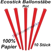 Ecostick Ballonstäbe aus 100 % Papier, rot, 10 Stück 