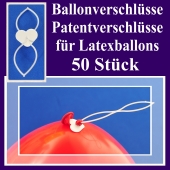 Ballonverschlüsse, Patentverschlüsse für Luftballons aus Latex, 50 Stück