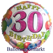 Luftballon aus Folie zum 30. Geburtstag, Balloons, Ballon mit Helium-Ballongas