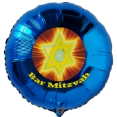 Bar Mitzvah Rundballon mit Judenstern, Luftballon aus Folie mit Helium-Ballongas