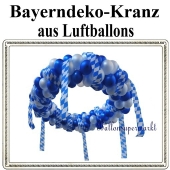 Bayrische Wochen Kranzdekoration aus Luftballons, Festraumdekoration, Festsaaldekoration in Blau-Weiß