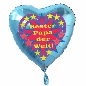 Herzluftballon zum Vatertag. Bester Papa der Welt! Türkis, 45 cm inklusive Ballongas Helium