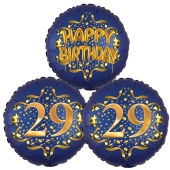 Bouquet aus Luftballons zum 29. Geburtstag, Satin de Luxe, Navy Blue