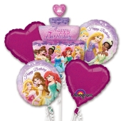 Luftballon-Bouquet Disney Princess, 5 Folienballons zum Kindergeburtstag mit Helium