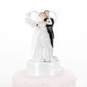 Brautpaar vor Herz, weiss, Dekoration Hochzeitstorte