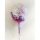 Bubbles Ballon mit Konfetti und kleinen Luftballons gefüllt