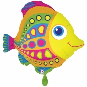 Bunter Fisch Luftballon aus Folie, inklusive Helium