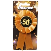 Rosette zum 50. Geburtstag, schwarz/gold