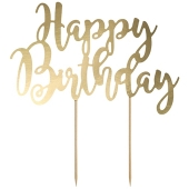 Cake Topper Happy Birthday Gold, Tortendeko zum Geburtstag