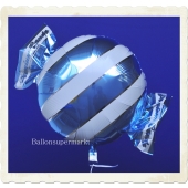 Candy Luftballon aus Folie mit Helium, Hellblau, Stripes