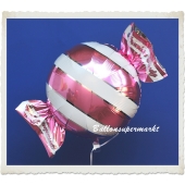 Candy Luftballon aus Folie mit Helium, Pink, Stripes
