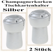 Tischkartenhalter Champagnerkorken Silber, 2 Stück
