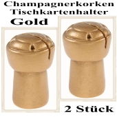 Tischkartenhalter Champagnerkorken Gold, 2 Stück