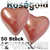 Chrome Herzluftballons 33 cm Roségold, 50 Stück