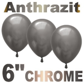 Chrome Luftballons 15 cm Anthrazit, 10 Stück