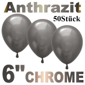 Chrome Luftballons 15 cm Anthrazit, 50 Stück