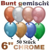 Chrome Luftballons 15 cm bunt gemischt, 50 Stück