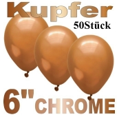 Chrome Luftballons 15 cm Kupfer, 50 Stück