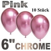 Chrome Luftballons 15 cm Pink, 10 Stück