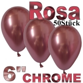 Chrome Luftballons 15 cm Rosa, 50 Stück