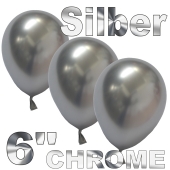Chrome Luftballons 15 cm Silber, 10 Stück