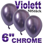 Chrome Luftballons 15 cm Violett, 50 Stück