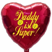 Herzluftballon zum Vatertag. Daddy ist Super! Burgund, 45 cm inklusive Ballongas Helium