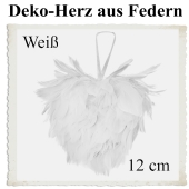 Herz aus Federn in Weiß, 12 cm